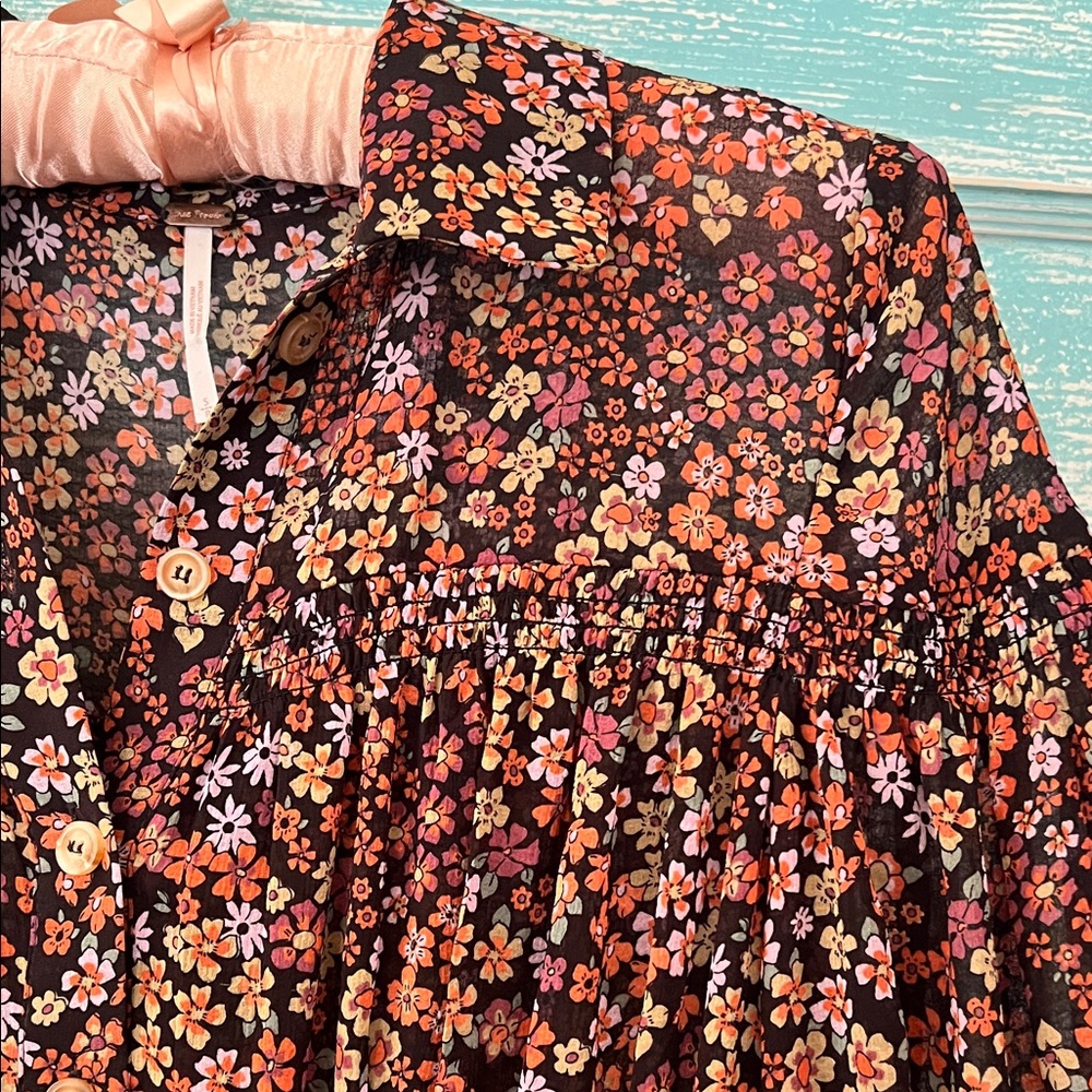Free People dress Bonnie Dusk Combo button up Small EUC no flaws cottagecore - Picture 10 of 13